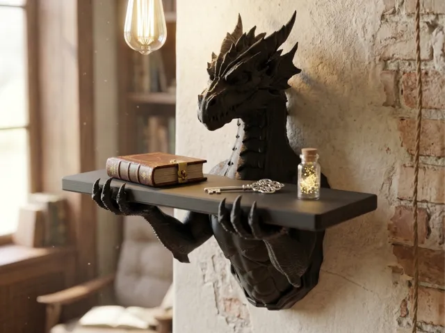 Dragon Wall Shelf - The Grimoire Guardian