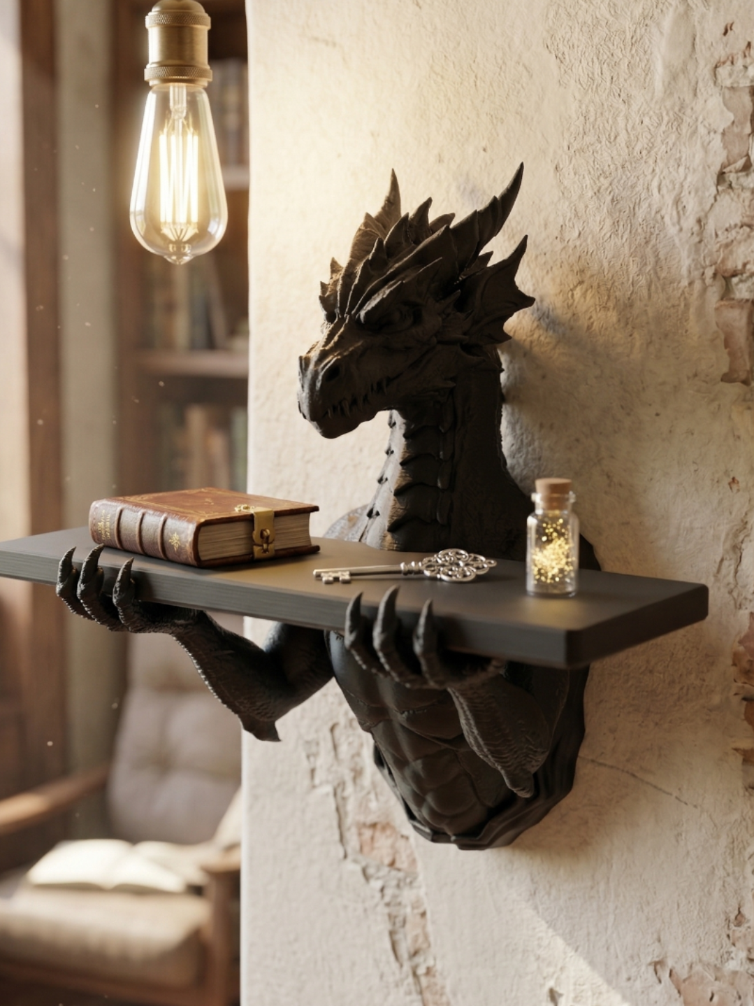 Dragon Wall Shelf - The Grimoire Guardian - Free 3D Print Model