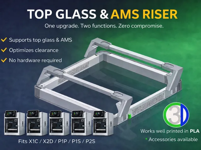 Top Glass and AMS Riser (X1C, X2D, P1S/P & P2)