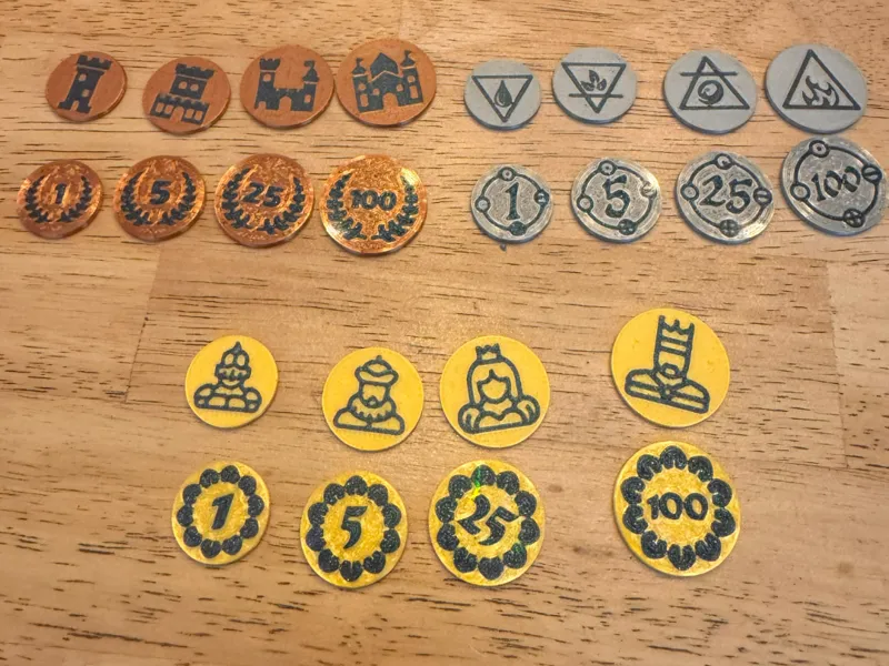 RPG Coins (1,5,25,100) (Copper, Silver, Gold)