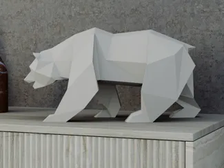 Polar Bear low poly statue - orso polare