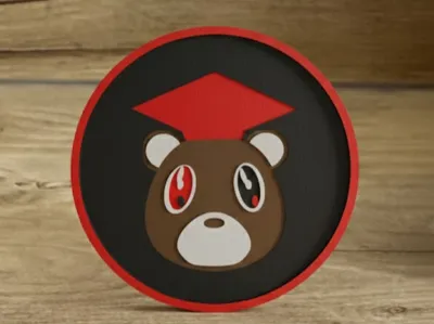 Coaster w/ Engraved Grad Bear Kanye