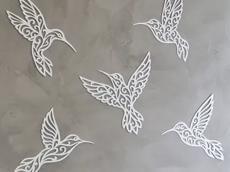 Floralis Hummingbird Wall Art Set 3D Print