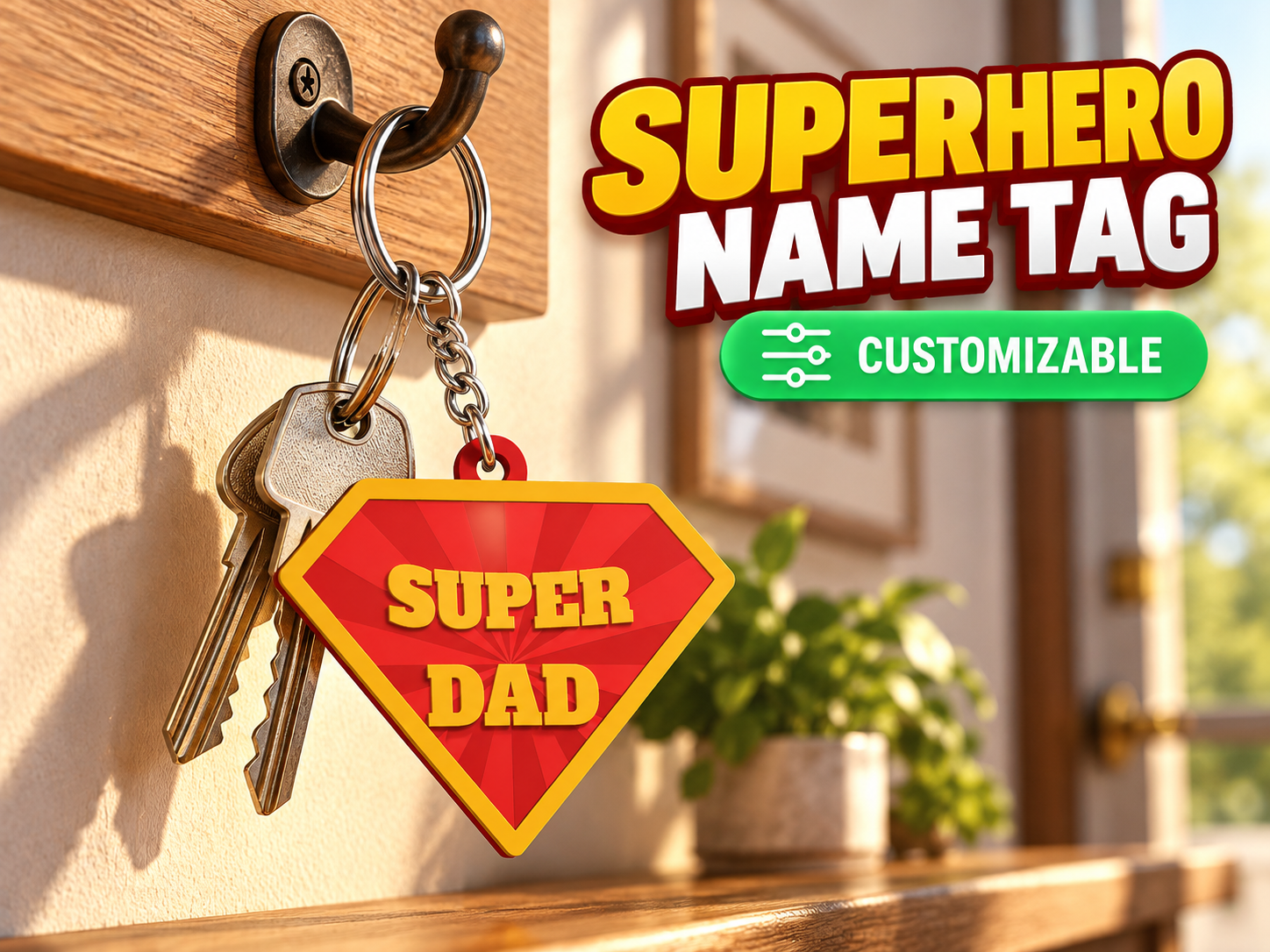 Superhero Name Tag - Customizable 3D model