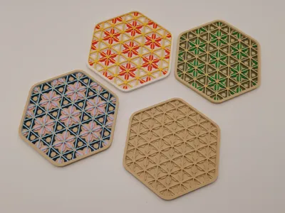Hexagonal Teapot Tray (Three-Intersecting Six-Bowl Rhombic Flower)