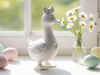 Scandi Goose Duck With Bow & Heart Cutout
