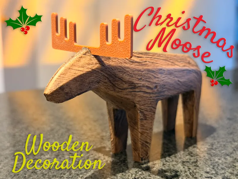 Wooden Moose Christmas Decoration