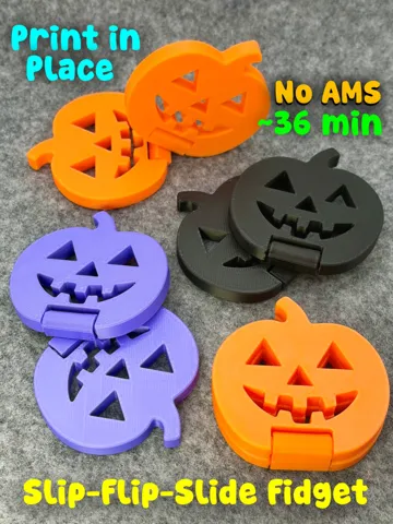 Accesorio para impresora 3D: Halloween Pumpkin Slider + Flip Fidget (No AMS) — vista de referencia 2