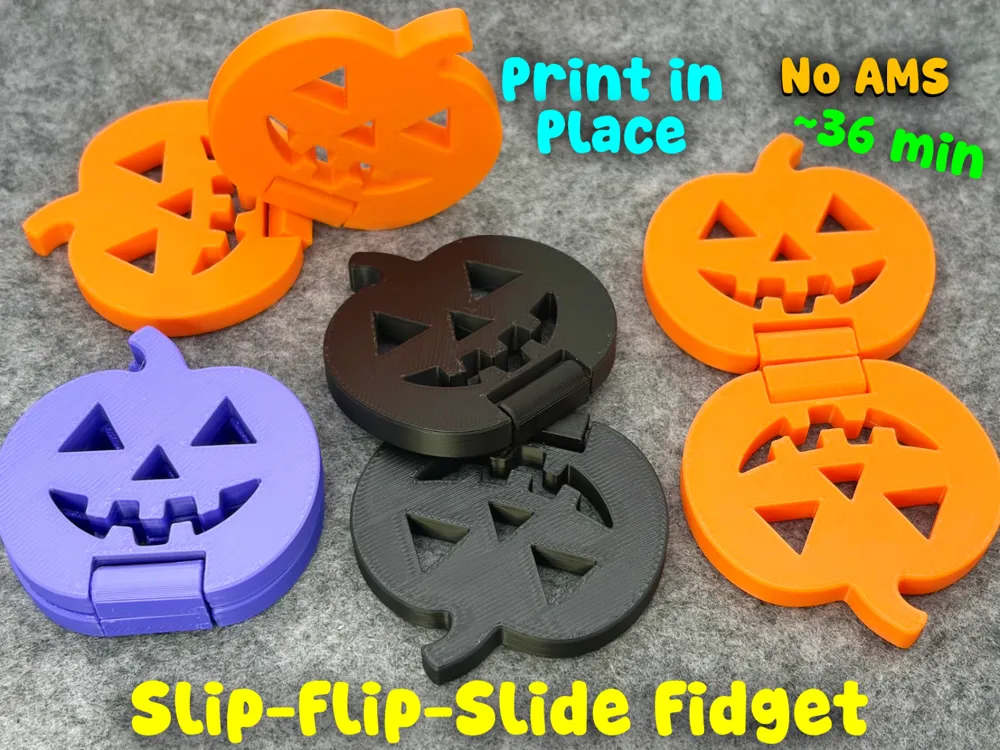 Accesorio para impresora 3D: Halloween Pumpkin Slider + Flip Fidget (No AMS). Referencia del modelo original.