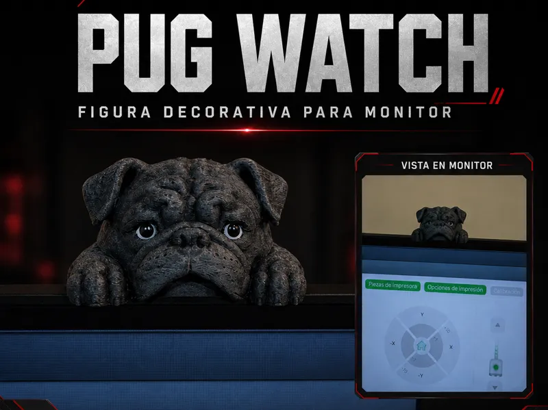 Peeking Pug Monitor Sitter Pug Asomado Monitor 