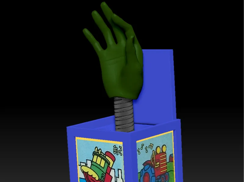 Caja sorpresa con mano de Sid - Toy story fan art