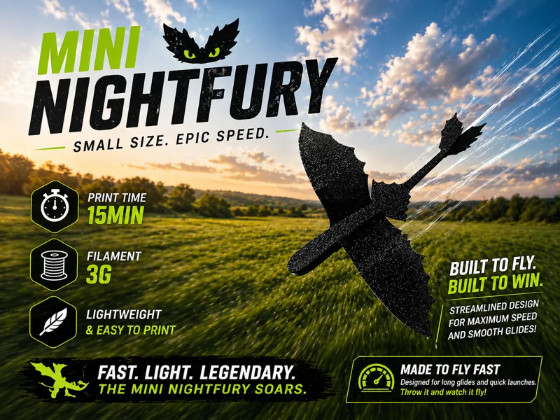 Mini Nightfury Glider - Fast Print