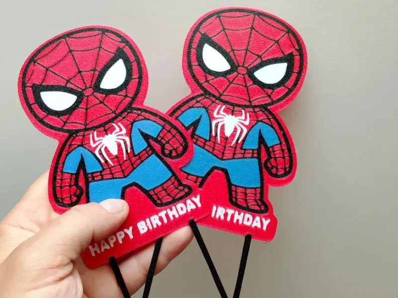 Cute Spider Hero Birthday Cake Topper | 4-Color