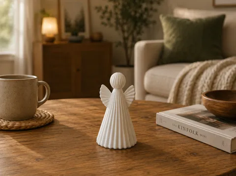Accesorio de iluminación decorativa: Ribbed Angel — Fluted Japandi Christmas Decor — referencia de MakerWorld