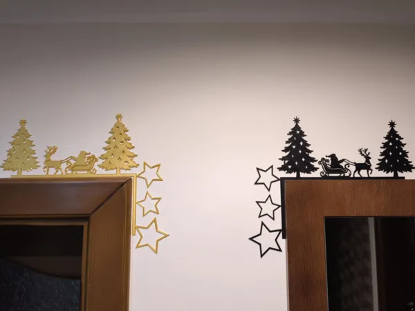 Décoration de porte de Noël, traîneau du Père Noël