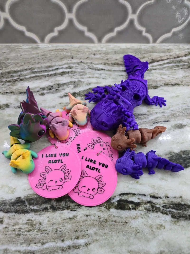 axolotl valentine, back pack tag