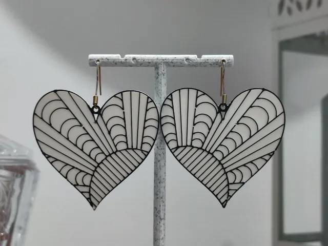 Aretes Corazón Art Déco