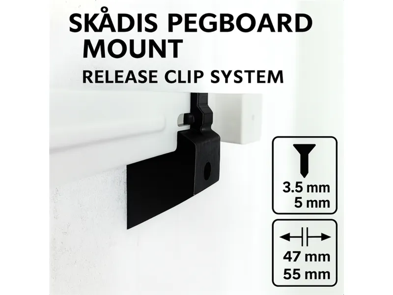 Quick-Release Clip IKEA SKADIS Pegboard Wall Mount