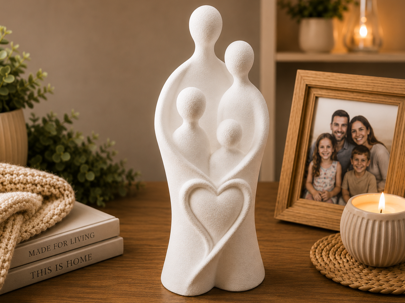 Family Sculpture with Heart – Modern Home Decor