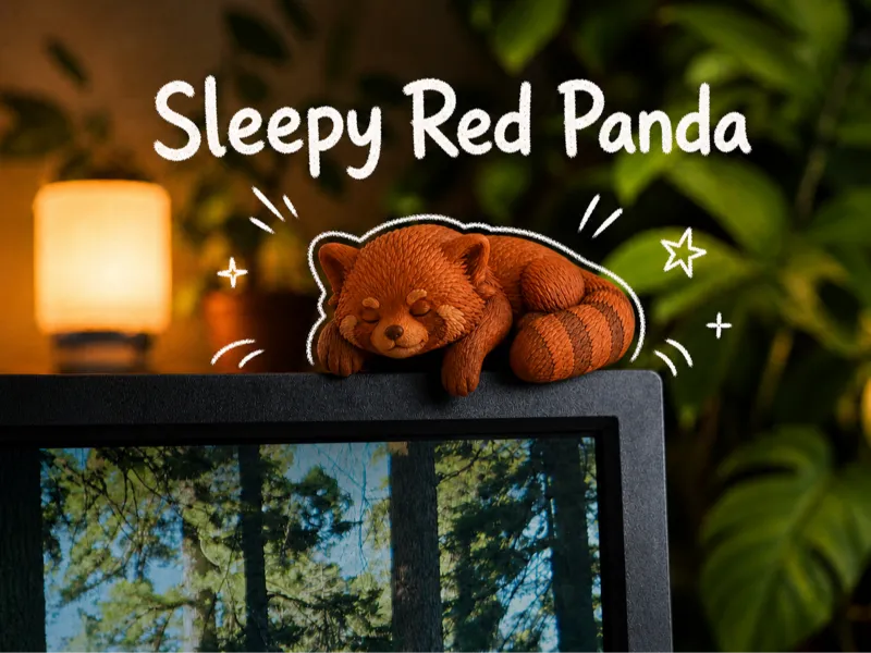 Sleeping Red Panda Monitor Ornament
