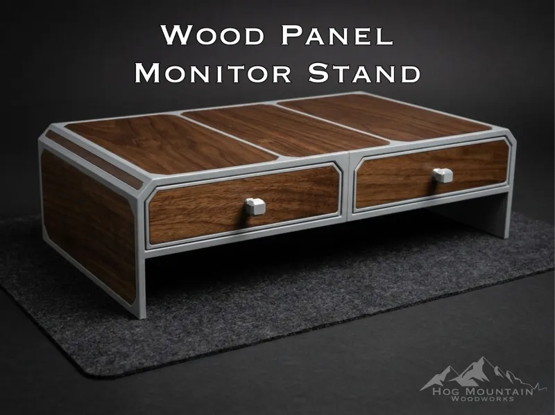 Monitor Stand Wide with Wood Panels (or printed)