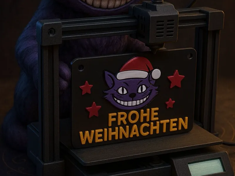 Grinsekatze3D Weihnachts-Schild