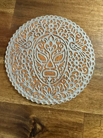 Letrero o emblema decorativo: Dia de Muertos Mexican Wrestler Coaster Decoration — vista de referencia 2