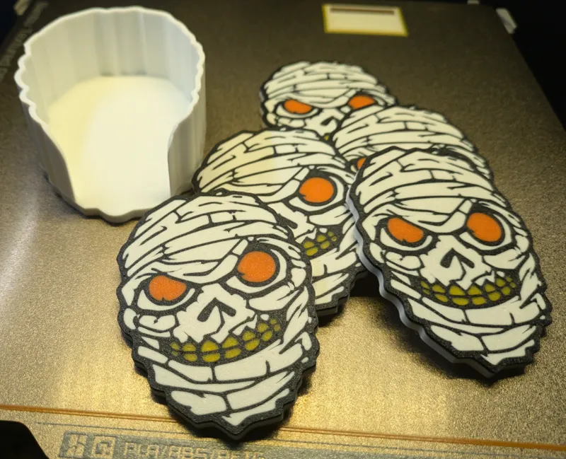Mummy Skull Halloween Coasters