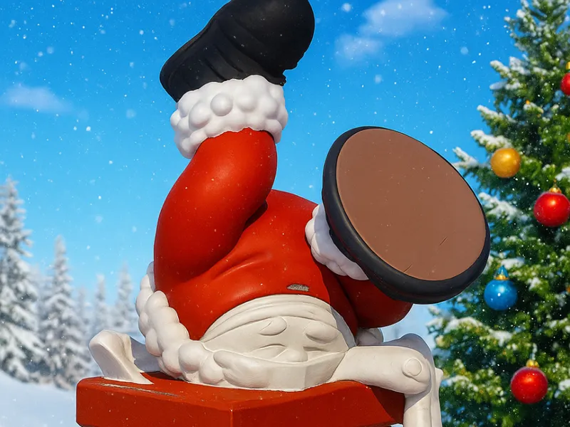 Christmas Santa Claus stuck in chimney