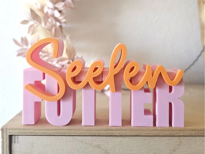 3D-Schriftzug „Seelenfutter“ für Wand, Regal, Deko