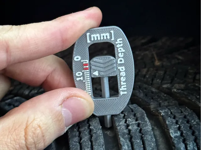 Tire Tread Depth Gauge V3 - Print in place