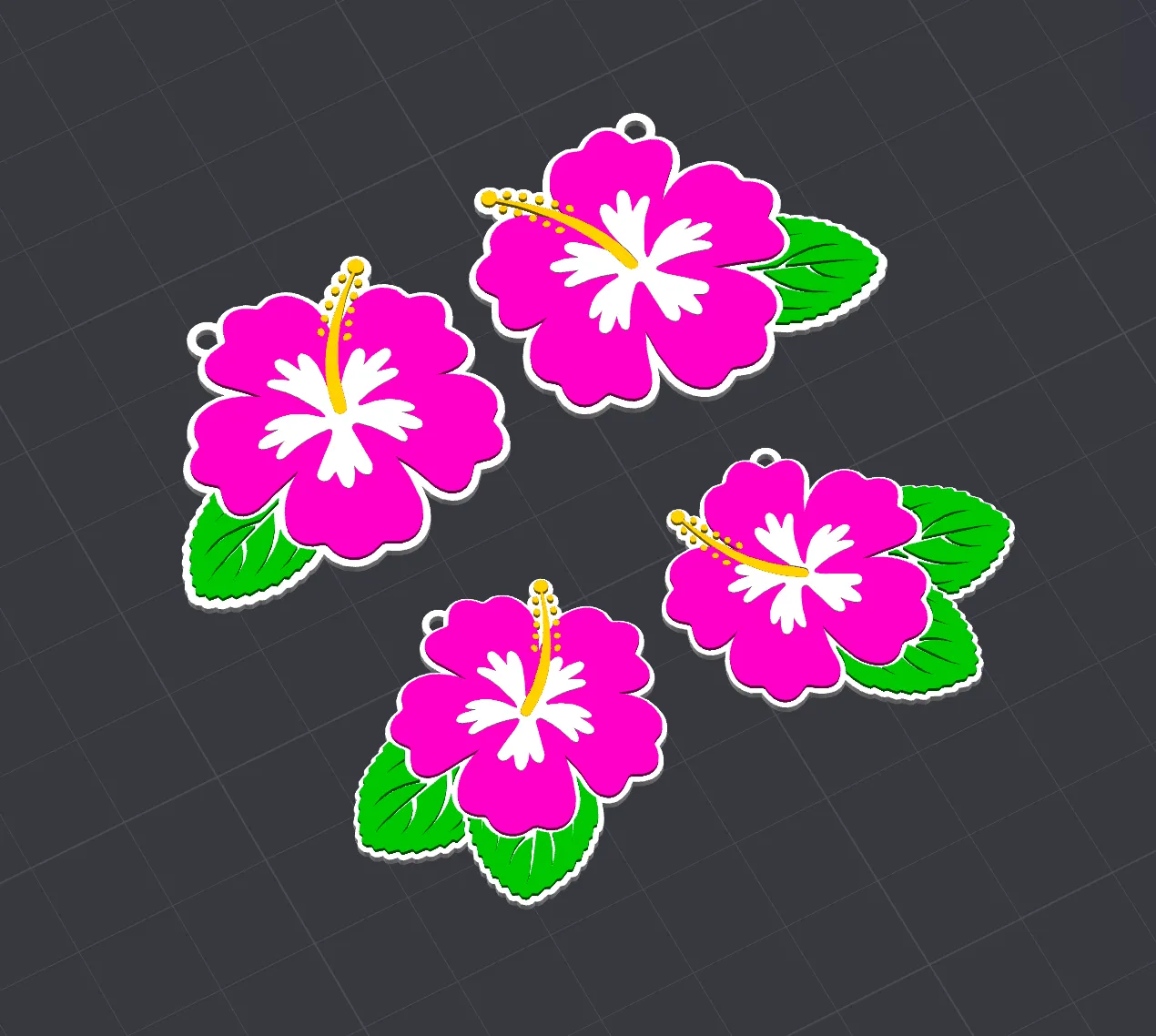 Hibiscus Earrings, Quick Printing view 3
