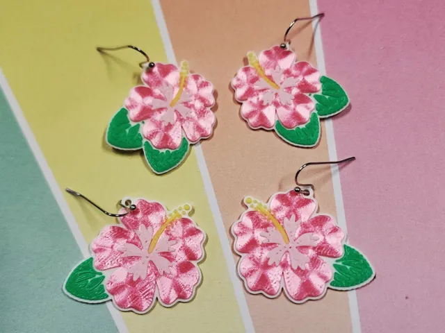 Hibiscus Earrings, Quick Printing