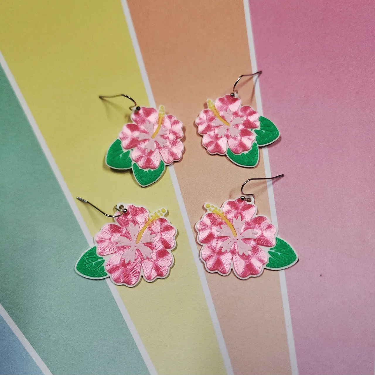 Hibiscus Earrings, Quick Printing view 2