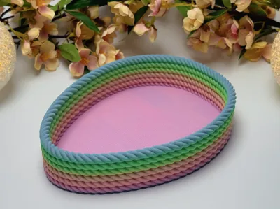 Egg-Shaped Easter Bowl with Rope Texture