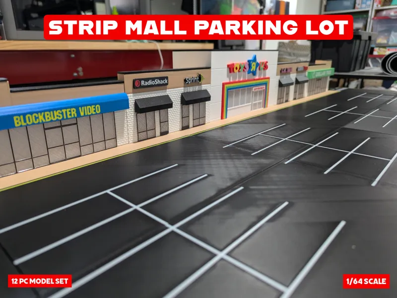 Strip Mall Parking Lot - 1:64 Scale Diorama