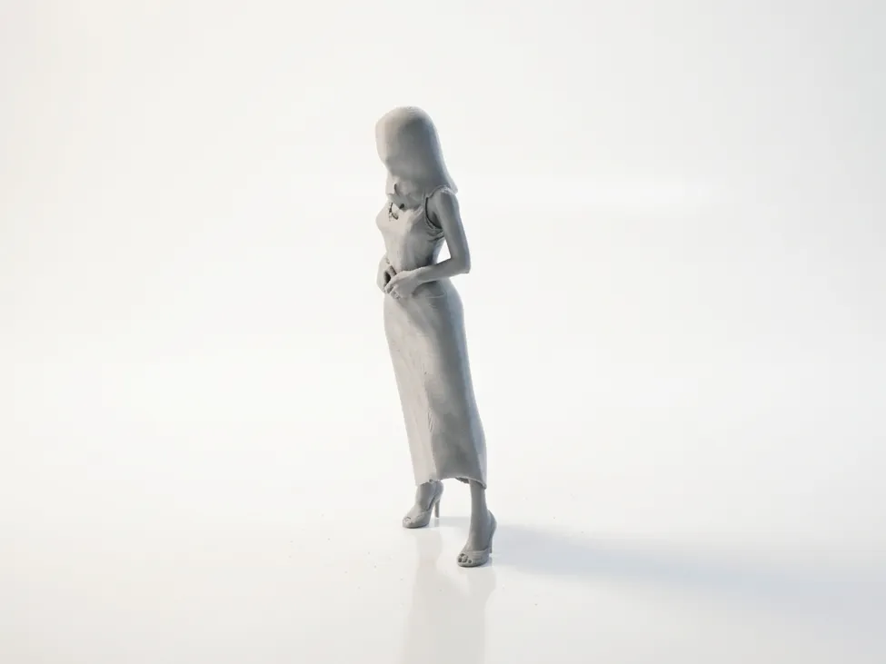 Beautiful Dress Female Figure Statue 3D Printable view 2