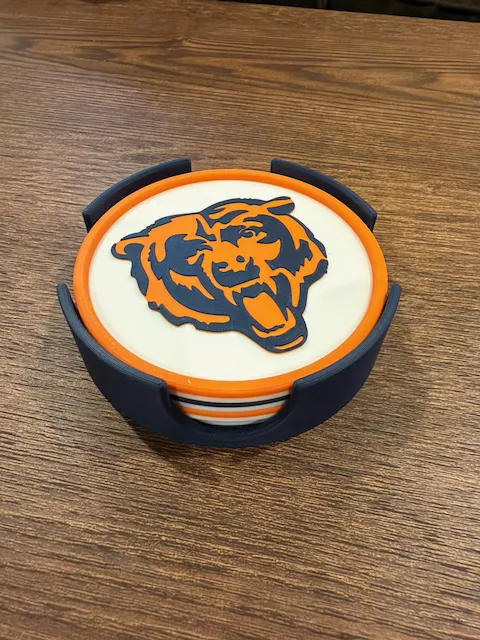Chicago Bears 4 Coaster Set with Matching Caddy - Free 3D Print Model ...