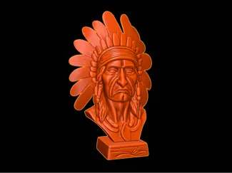 Dour Faced Tribal Chief -  Indian
