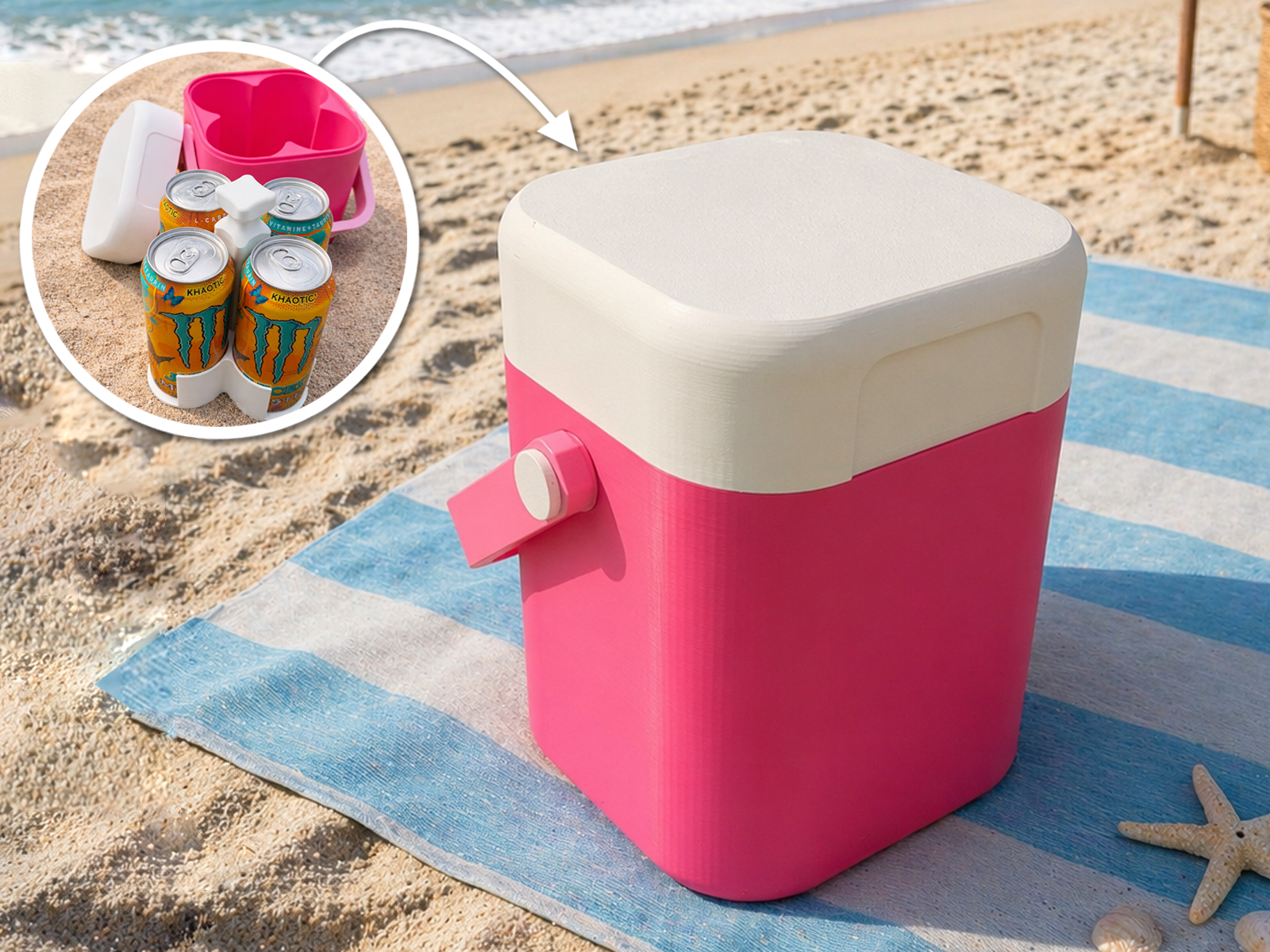 Mini Kühltruhe für 4 große Dosen (500ml)