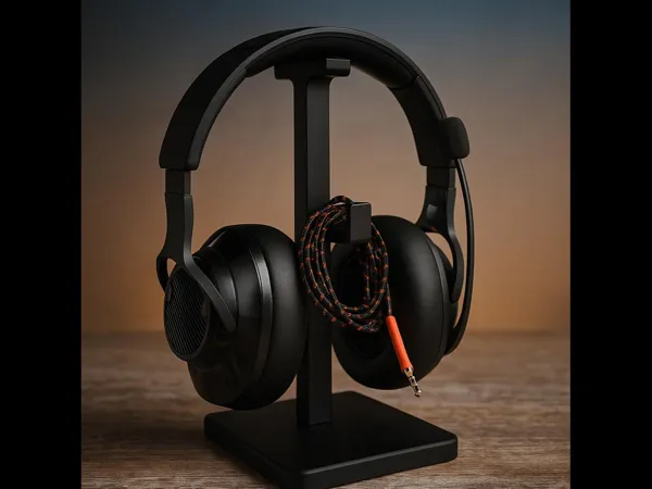 Support casque avec range-câble