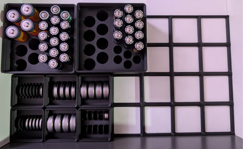 Gridfinity Batteries + IKEA Alex Drawer Base