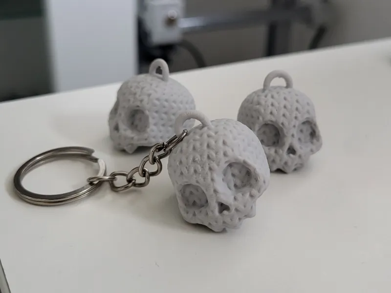 Cute Skull Keychain - Knitted Version