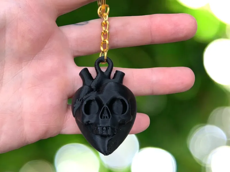 Schädel Herz Anhänger, Anatomisches Herz Totenkopf