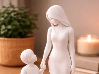 Scultura Mamma e Figlio Mano nella Mano