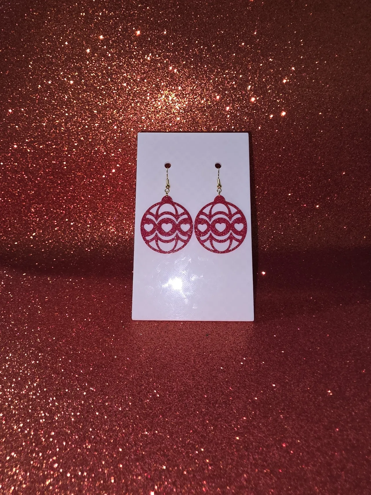 Simple heart Christmas ball earrings view 2