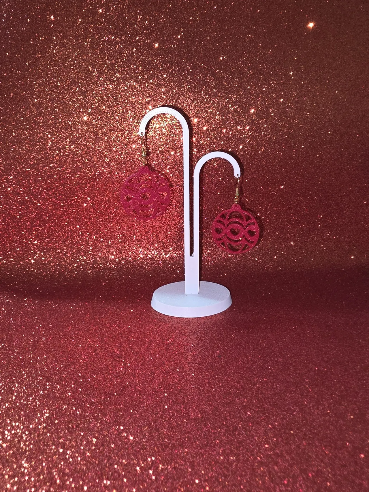 Simple heart Christmas ball earrings view 3