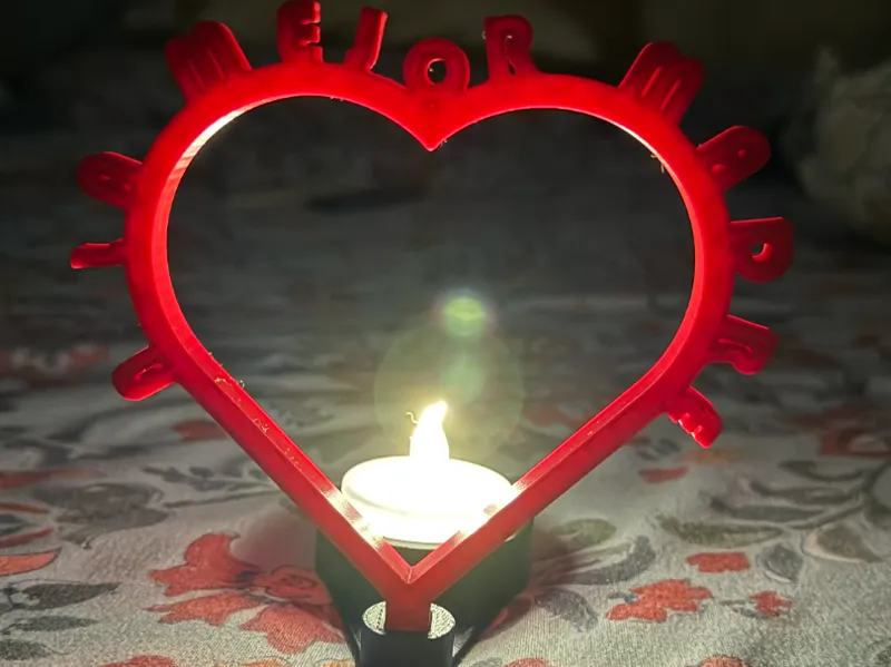 Corazón con base para vela led.