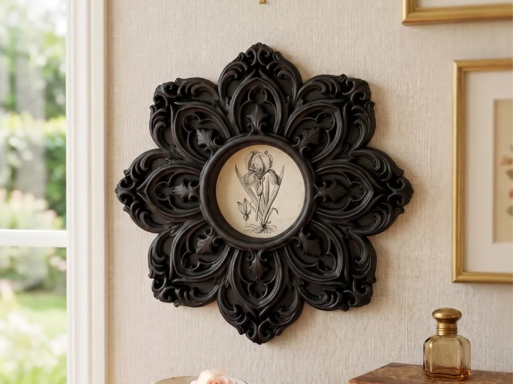 Marco decorativo: Baroque Floral Rose Window Wall Frame. Referencia del modelo original.