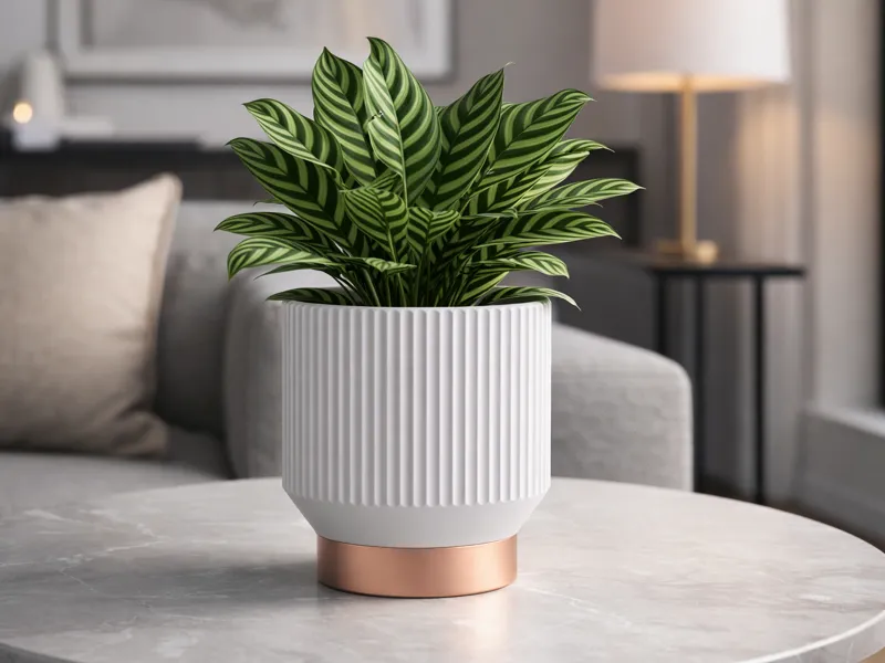 Small Ribbed Plant Pot - Minimalist Indoor Decor